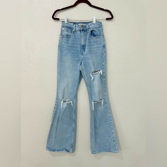 Levi's Denim - Levis 70s High Flare Jeans Womens 25 Distressed Denim Flared Leg Vintage Light